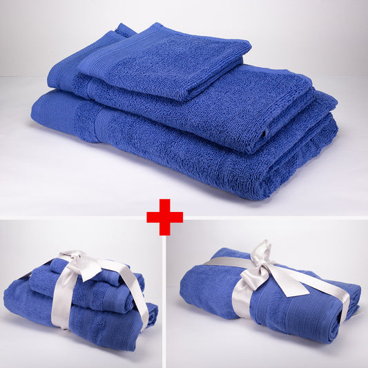 1 + 1 Prezent 3-częściowy zestaw ręczników 100% z mikrobawełny, 500 GSM, Ocean Blue