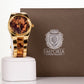 Złoty damski zegarek ze stopu metali lekkich z tygrysimi paskami i rzymską tarczą