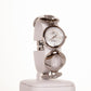 AW Srebrny damski zegarek ze stopu metali lekkich z się paskiem z symbolami nieskończoności i 4 kryształami kwarcu