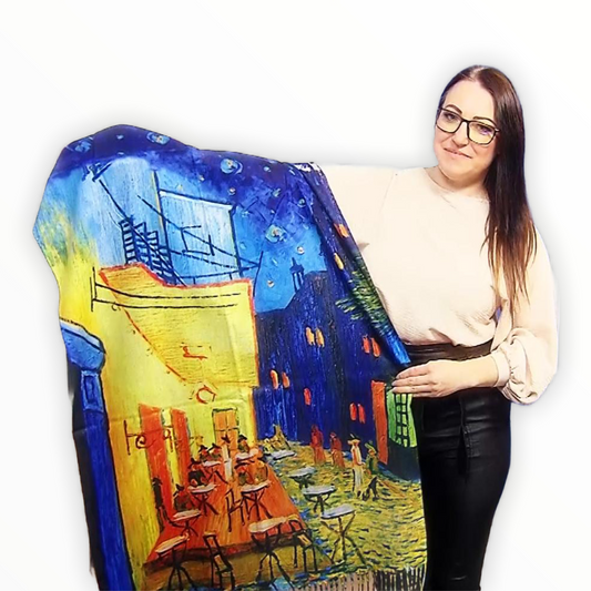 Wełniany szal, 70 cm x 180 cm, Van Gogh - Cafe Terrace At Night