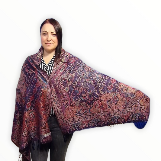 100% Prawdziwy kaszmirowy szal Pashmina, 70 cm x 180 cm, granatowy