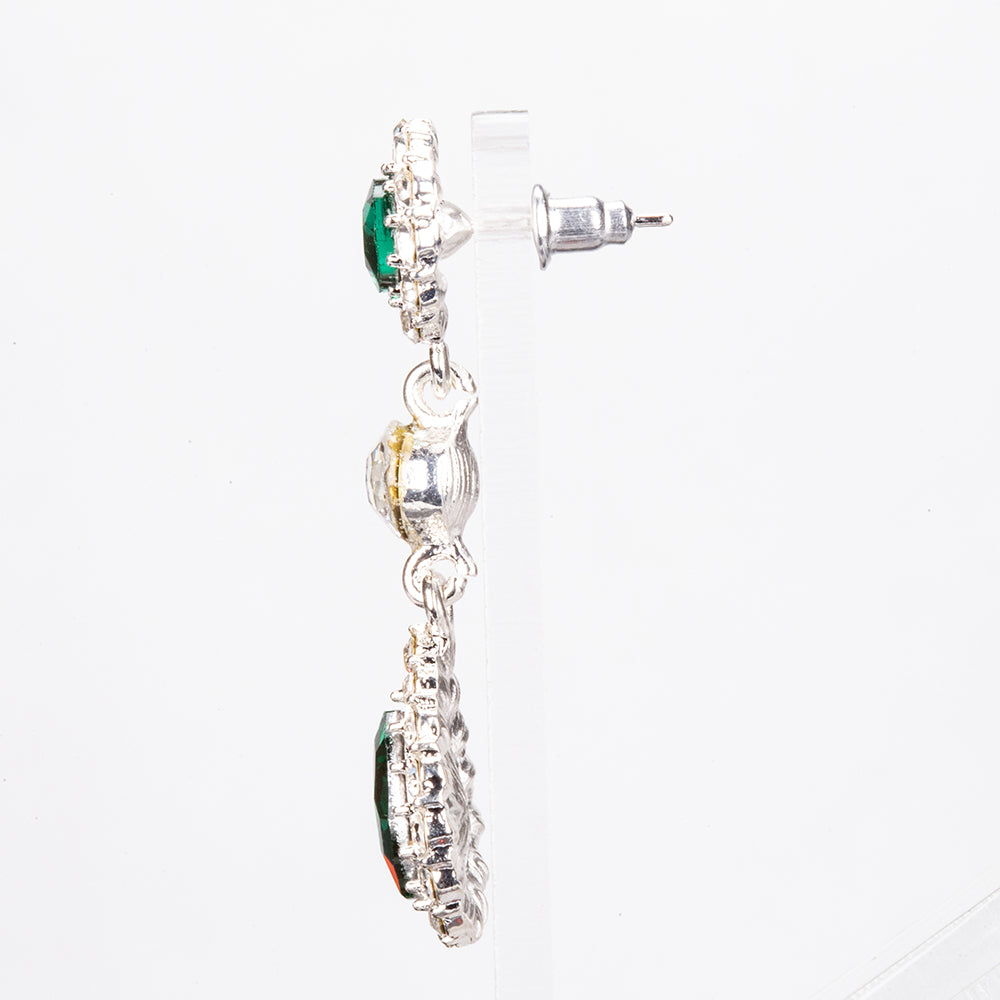 Zestaw pozłacane z zielonym kryształem emporia® i białym kryształem emporia® (Naszyjnik+Kolczyki)