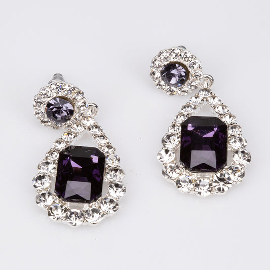 Zestaw pozłacane z purpurowym kryształem emporia® i białym kryształem emporia® ( Naszyjnik+Kolczyki )