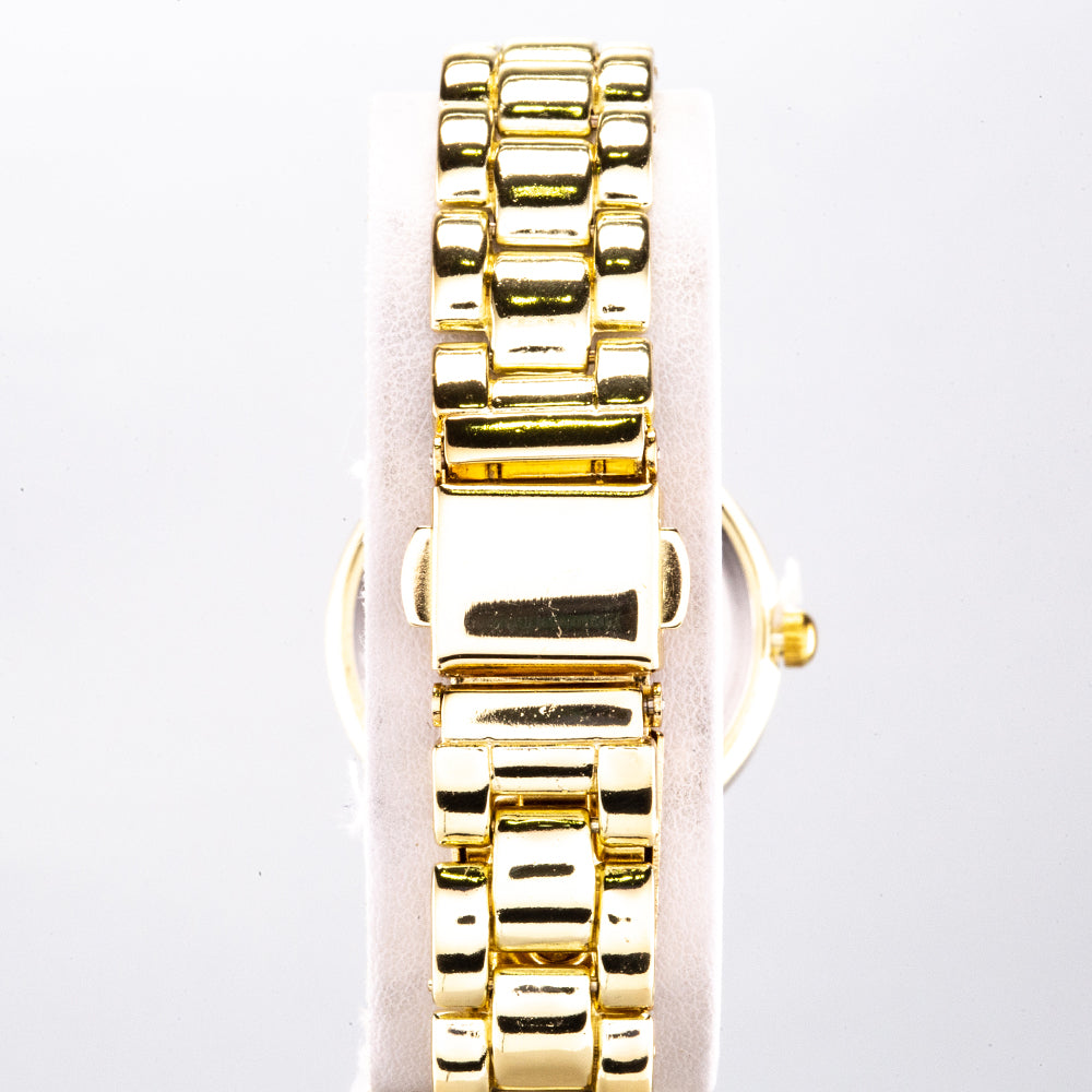 Damski zegarek na rękę z białym kryształem Emporia, w odcieniu złota