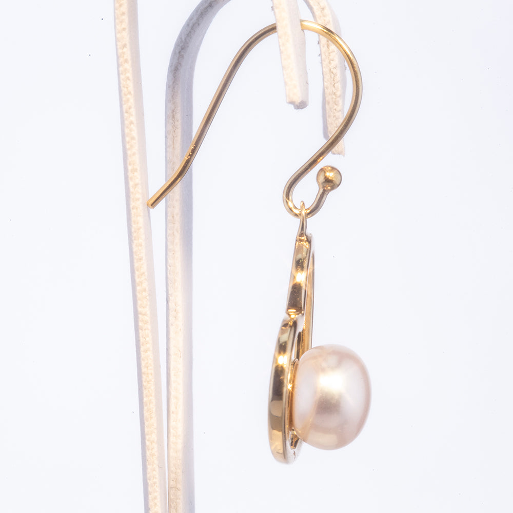 Kolczyki srebrne pozłacane z perłą słodkowodną