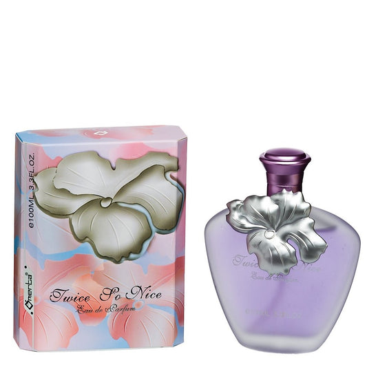 100 ml wody perfumowanej "TWICE SO NICE" Kwiatowo-drzewny zapach dla kobiet, o wysokiej zawartości olejków zapachowych 6%