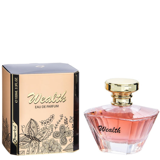 100 ml wody perfumowanej "WEALTH" Owocowo-kwiatowy zapach dla kobiet, o wysokiej zawartości olejków zapachowych 6%