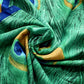 Jedwabny szal, 90 cm x 180 cm, wzorzyste pawie pióra, zielony