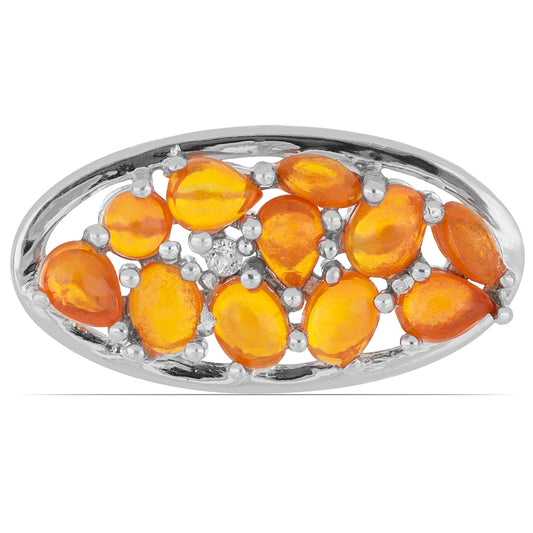 Pierścionek ze srebra próby 925 z pomarańczowym opalem