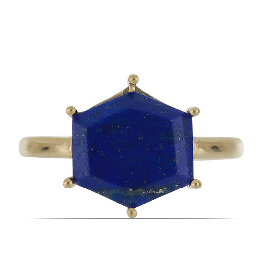 Pierścionek srebrny pozłacany z lapis lazuli
