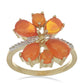 Pierścionek srebrny pozłacany z pomarańczowym opalem i białym topazem