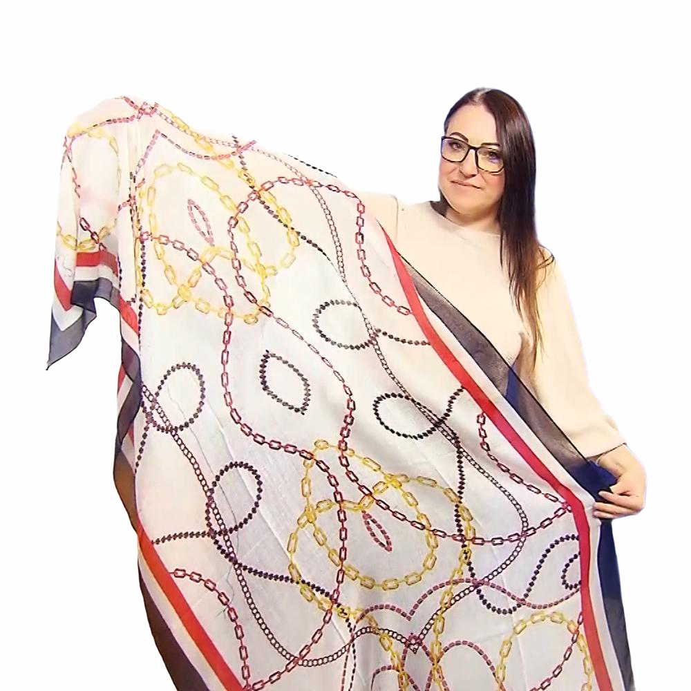 Bawełniany szal, 90 cm x 180 cm, we wzory z wieloma łańcuszkami