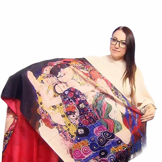 Wełniany szal, 70cm x 180cm, Klimt - Three Ages Of Women